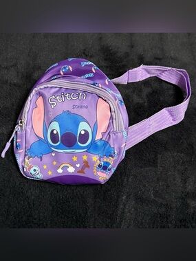 💞4/$35-Disney Stitch Mini Backpack Crossbody Bag Purple Lilo & Stitch Kids Bag